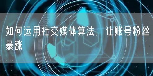 如何运用社交媒体算法，让账号粉丝暴涨