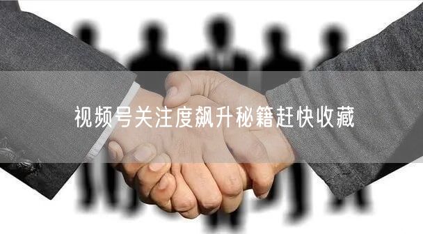 视频号关注度飙升秘籍赶快收藏
