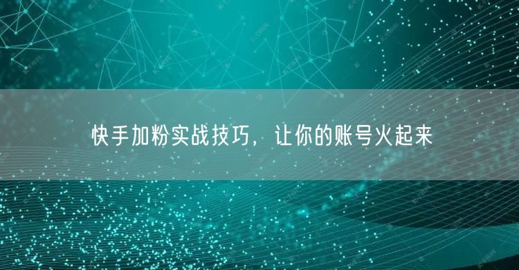 快手加粉实战技巧，让你的账号火起来