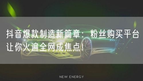 抖音爆款制造新篇章：粉丝购买平台让你火遍全网成焦点！